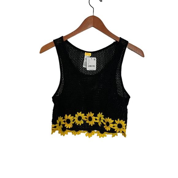 Agua Bendita Free People Colaboration Brit Sunshower Crop Top Tank Black Size S - Picture 6 of 12